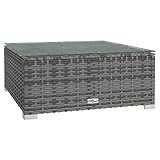 vidaXL Garten Couchtisch Gartentisch Beistelltisch Balkontisch Gartenmöbel Kaffeetisch Tisch Loungetisch Grau 60x60x30cm Poly Rattan Glas