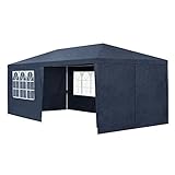 Juskys Partyzelt 3x6 m in Blau — Gartenpavillon mit Dach & Seitenwänden — Gartenzelt mit 18 m² Grundfläche — Sonnenschutz für Outdoor