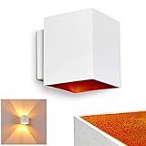 Wandlampe Laforsen aus Metall in Weiß/Gold, moderne Wandleuchte mit Lichteffekt, 1 x G9-Fassung, Cube/Innenwandleuchte mit Up & Down-Effekt, ohne Leuchtmittel