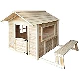 HOME DELUXE - Spielhaus - DER GROßE PALAST Natur - 166 x 138 x 132 cm mit Bank - FSC zertifiziertes Kinderspielhaus, inkl. Montagematerial I Gartenhaus Holzhaus Kinderhaus