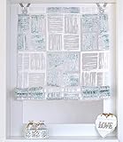 Raffrollo Ösenrollo Tiziano Weiss türkis transparent Breite 100 x Höhe 130 cm