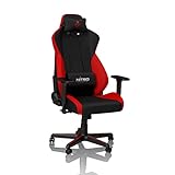 NITRO CONCEPTS S300 Gamingstuhl - Ergonomischer Bürostuhl Schreibtischstuhl Chefsessel Bürostuhl Pc Stuhl Gaming Sessel Stoffbezug Belastbarkeit 135 Kilogramm - Inferno Red (Rot)