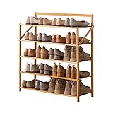 DEMYA Schuhablagen Organizer Mittleres faltbares modernes Schuhregal 5-Tier-freies faltbares Schuhlagerregal Installationsfreier Holzschuh-Aufbewahrungsorganisator für Zimmer Schuhständer für Flur