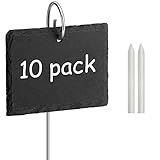Poeland Schiefer-Pflanzschilder | Witterungsbeständig, Wiederverwendbar | 10er Set Schilder aus Schiefer mit Metallstab