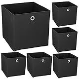 Murago 6er Set Faltboxen ca. 30x30x30 cm Schwarz Würfel Regalkorb Klappbox Aufbewahrungsbox faltbar Körbe Einschub Korb Boxen Stoff Würfel