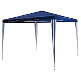 Garten-Pavillon 3 x 3 m, wasserdicht, inklusive Heringe, Abspannseile, Eckverbinder, Material PE-Plane 110 g/m², Metallgestänge lackiert, Stecksystem Montage ohne Werkzeug, blau