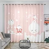 SJSXWQN Gardinen Rosa Hase Vorhänge mit Ösen Vorhang Blickdicht Thermo Verdunklungsvorhänge Schiebegardinen für Schlafzimmer Wohnzimmer H 138 x B 117 cm 2er Set