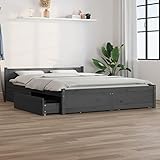 Hommdiy Bett mit Schubladen Grau 160x200 cm