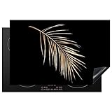 KitchenYeah© Herdabdeckplatte Einteilig Ceranfeld Abdeckplatte Küche Ceranfeldabdeckung Anti Rutsch Matte Aufrollbar Pflanzen - Gold - Schwarz - Blätter - Luxus - 80.2x52.2 cm