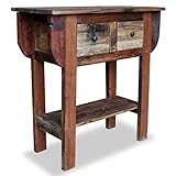 vidaXL Konsolentisch mit 2 Schubladen Handgefertigt Konsole Beistelltisch Sideboard Flurtisch Ablagetisch Frisiertisch Recyceltes Massivholz 80x35x80cm