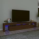 JUNZAI TV-Schrank mit LED-Leuchten, Tv Board, Tv Lowboard, Tv Tisch, Fernsehschrank, Fernsehtisch, Kommode, Sideboard Wohnzimmer, Tv Sideboard, Braun Eichen-Optik 230x36,5x40 cm