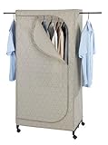 WENKO Kleiderschrank Balance, Falt-Schrank zur Aufbewahrung von Kleidung mit robustem Metallgestell, seitlich ausziehbaren Armen und 4 leichtgängigen Rollen zur einfachen Fortbewegung, 75 x 16 x 50 cm