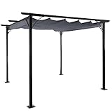 Mendler Pergola HWC-C42, Garten Pavillon, stabiles 6cm-Gestell + Schiebedach - 3x3m grau