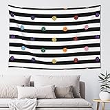 NHGFVT Regenbogenfarbene Punkt-Streifen, Schwarz und Weiß, beliebte Wandbehang, Stranddecke, Wandkunst für Zuhause, Schlafzimmer, Badezimmer (101,6 x 152,4 cm)