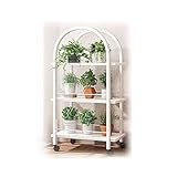 Metallregal Pflanzenregal Mit Rädern, Mehrstöckiger Aufbewahrungs-Organisator, Stabiles Blumentopf-Display Regal Für Garten/Balkon/Hof/Wohnzimmer Lagerung ( Farbe : Weiß , Größe : 48x23x85cm )