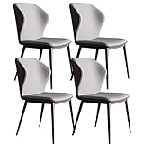 Moderne Küche, 4 Moderne PU-Leder-Wohnzimmer-Beistellstühle, wasserdichte Leder-Beistellstühle mit Beinen aus Karbonstahl, Esszimmerstühle (Farbe: Grau)