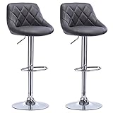 WOLTU BH23gr-2 Barhocker Tresenhocker, Gute gepolstert, Kunstleder, Höhenverstellbar, Drehbar, 11 Farben, 2 x Hocker, Grau
