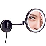 FUDGIO Wand-Make-up-Spiegel Badezimmer Schminkspiegel Schwenkbar 8,5 Zoll Klappbar Mit Vergrößerung Mit Steckdose Schalter (Color : Nero, Size : 7X)