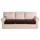 SYLC Sofa Sitzkissenbezug Sofabezug Stretch Sofahusse Couchbezug, Couch Cover Für Sofa überzug L Form Ecksofa Sitzkissen Jacquard Samt (Kaffee,Large * 3)