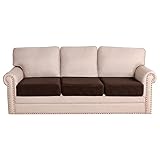 SYLC Sofa Sitzkissenbezug Sofabezug Stretch Sofahusse Couchbezug, Couch Cover Für Sofa überzug L Form Ecksofa Sitzkissen Jacquard Samt (Kaffee,Large * 3)
