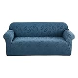 Sofabezug 3 Sitzer mit Armlehne,Couch überzug Stretch Sofaüberzüge Anti-Rutsch Sofa Überzug Sofaüberwürfe für Hund Katze Jacquard Sofahusse Sofa überzieher/Abdeckung Schonbezug,Blue-3seats:190-230cm