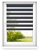 time4blinds Tag und Nacht Doppelrollo Mini - Fensterrollo Tag und Nacht - Rollo ohne Bohren - Sonnenschutz - Rollos für Schlafzimmer - Jalousien für Fenster - 800x1200mm - Anthrazit - Links