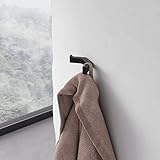 Keuco Handtuchhaken doppelt aus Metall, schwarz-matt, eckig, für Badezimmer, mit zwei Haken für Handtücher und Bademäntel, Edition 11