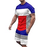 wjiNFDFG Western Bettwäsche Sommermode Herren Kurzarm Shorts Set Gespleißter Rundhalsausschnitt Relaxed Casual Zweiteiler Anzugsack Kleidersack