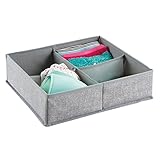 mDesign Stoffbox für Schrank oder Schublade, 4 Fächer – die ideale Aufbewahrungsbox (Stoff) – flexibel verwendbare Stoffkiste – Farbe: grau