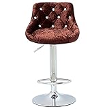MOBYAT Hocker Drehbarer hoher Make-up-Stuhl, für Bar-Restaurant-Theke, mit Rückenlehne und Metallfußstütze, höhenverstellbar 62-84 cm (Farbe: Braun) (Braun)