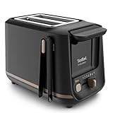 Tefal Toaster mit 2 Schlitzen, inkl. Magnetklammern, große Bedienelemente, 7 Bräunungsstufen, herausnehmbare Krümelschublade, Erhöhungsfunktion TT533811, Schwarz