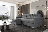 Furnix Ecksofa ASTIL Eckcouch in L-Form mit Schlaffunktion und 2 Bettkasten - Schlafsofa Links/rechts, B 225 x T 144 x H 85 cm - Sofa Bettfunktion, Bonellfederung, Rückenkissen MO90 (grau)