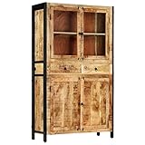 Youuihom Schränke für Tafelgeschirr, Buffet-Schränke, Foyer-Schränke, Geeignet für Wohnzimmer, Schlafzimmer, Küche oder Bad, Highboard 100×40×175 cm Massivholz Mango