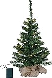 KAMACA Künstlicher LED Weihnachtsbaum Tannenbaum im Beutel mit Timer mit 20 warm weissen LED Höhe 60 cm zum individuellen Dekorieren (im Jute Sack 60 x 32 cm)