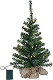 KAMACA Künstlicher LED Weihnachtsbaum Tannenbaum im Beutel mit Timer mit 20 warm weissen LED Höhe 60 cm zum individuellen Dekorieren (im Jute Sack 60 x 32 cm)