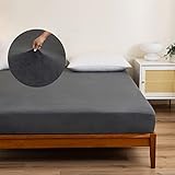 Warme Spannbettlaken Cashmere-Touch 180x200cm Warme Fleece Spannbetttuch Flauschig Plüsch Flanell Bettlaken ca.200g/m² für Boxspringbett Topper Matratze bis 30 cm, Anthrazit