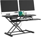 bonVIVO Höhenverstellbarer Schreibtisch-Aufsatz 95 x 40 - Sit-Stand-Erhöhung Macht Jede Workstation zum Standing Desk - Belastbar bis 15 kg - Weihnachtsgeschenke & Gadgets - Schwarz