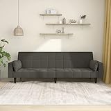 Gecheer Schlafsofa 2-Sitzer mit 2 Kissen Schlaffunktion Sofa Schlafcouch Bettsofa Sofabett Gästebett Couch Tagesbett Wohnzimmersofa Polstersofa 220 x 84,5 x 69 cm (L x B x H) Dunkelgrau Samt