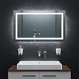 BR Bringer LED Badspiegel - 100x60 cm - Badezimmerspiegel mit Beleuchtung und Anti-Beschlag Funktion - Dimmbar, Energiesparend, 3 Lichtfarben, Touch-Schalter und Speicherfunktion