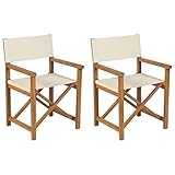 vidaXL 2X Regiestuhl Campingstuhl Angelstuhl Faltstuhl Klappstuhl Anglerstuhl Stuhl Gartenstuhl Gartensessel Klappbar Creme Massivholz Teak