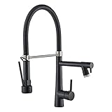 Wasserhahn Küche Schwarz Mischbatterie küche Spültischarmatur Küche küchenarmatur Hochdruck Wasserhahn 360°Drehbar Armatur Küche mit Brause 2 Wasserstrahlarten