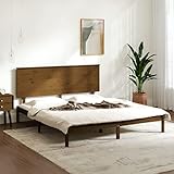TECHPO Bettgestell, Honigbraun, Massivholz, 150 x 200 cm, King-Size-Bett, mit Farbe: Honigbraun