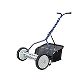 Amazon Basics Spindelmäher mit Grasfangkorb, 18-Zoll (45,7 cm), 5-Klingen, blau