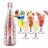 5 Stück Sektgläser Plastik Champagnergläser: Durchsichtige Weingläser Plastik,Dessertbecher,Sektkelche 170ml, für Veranstaltungen, Hochzeit und Dusche Party Zubehör (Rosa)