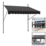 YARDIN Markise Balkon Klemmmarkise Sonnenmarkise Handkurbel Einziehbar Manuell höhenverstellbar,UV-beständig,Sonnenschutz, für Innenhöfen Balkonen Restaurants Garten Dunkelgrau,300 x 120cm