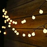 Tomshine Solar Lichterkette Aussen 50Leds, 6,9 Meter Solar Lichterkette Außen mit 50 LED Kugel, 8 Lichtmodi/Wasserdicht Warmweiß, Solarbetriebene Lichterkette