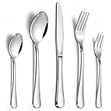 Besteck Set 12 Personen, 60-teilig Edelstahl Besteck Set enthält Messer Gabel Löffel Set mit Teelöffel und Dessertgabel Spiegel poliert & spülmaschinenfest Besteck-Set für Zuhause, Hochzeit, Bankett