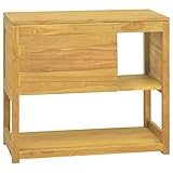 ZEYUAN Badschrank, Bad Kommode, Badezimmer Möbel, Badzimmer Schrank, Aufbewahrungsschrank, Bad Schrank, 85x40x75 cm Massivholz Teak