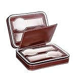 Uhrenbox 4 Gitter Uhrenbox Organizer Faux Leder Watch Display Box Uhr Aufbewahrungsbox Falluhr Organizer Box, Braun Uhrenaufbewahrung