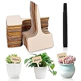 100 Stück Pflanzenstecker Zum Beschriften Umweltfreundliche Wetterfeste Pflanzenschilder, Holzschilder Zum Beschriften Holz T-Typ Marker Für Topfblumen-Gemüse, Garten, Blumen